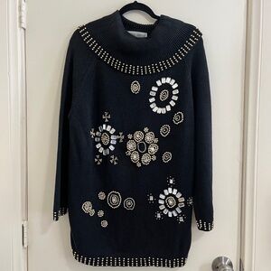 Vtg Victoria Harbour Granny Embollished Beaded Sweater Women Size M Tunic Glam.